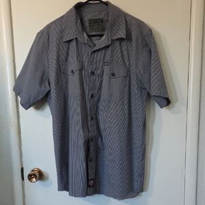 DIXXON Men's Black and White Striped Button Down Shirt